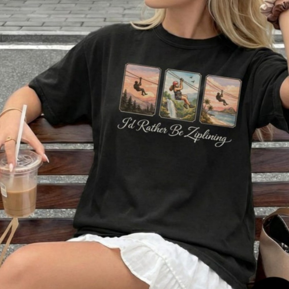 Camiseta 'Eu Preferiria Estar  - Outdoor Adventure Zipline avaliação e preço